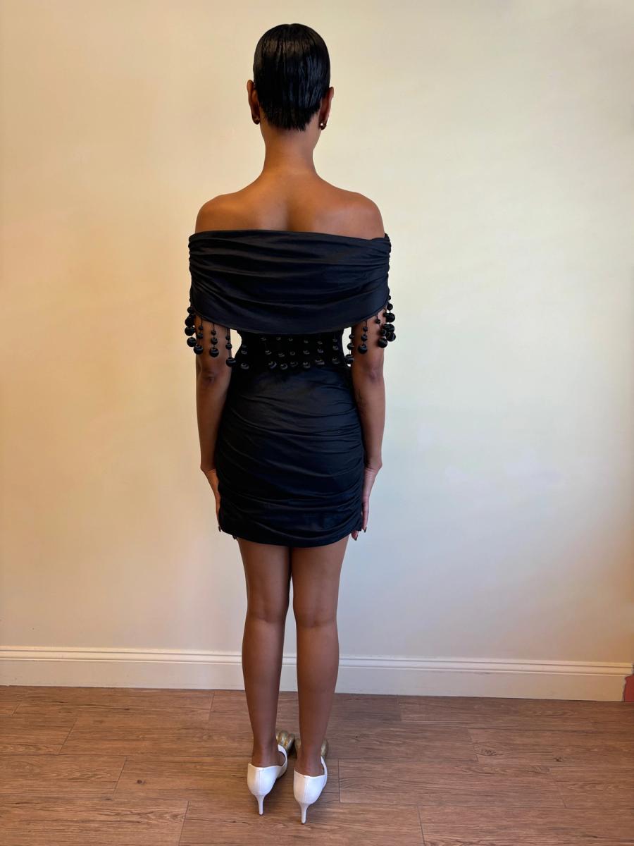 80s Victorio & Lucchino Black Bauble Cutout Dress product image