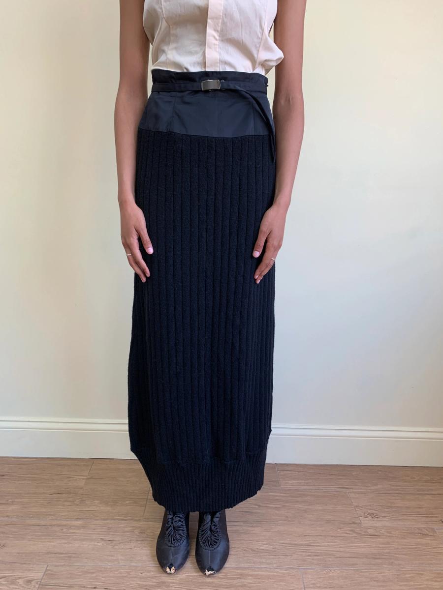 90s Atsuro Tayama Knit Maxi Skirt with Cinching Belt  product image