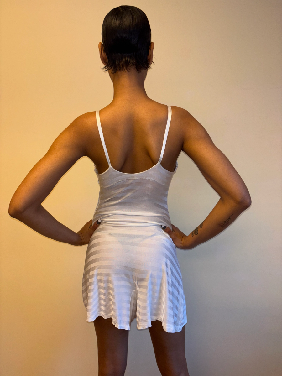 1930s White Striped Rayon Knit Step In product image