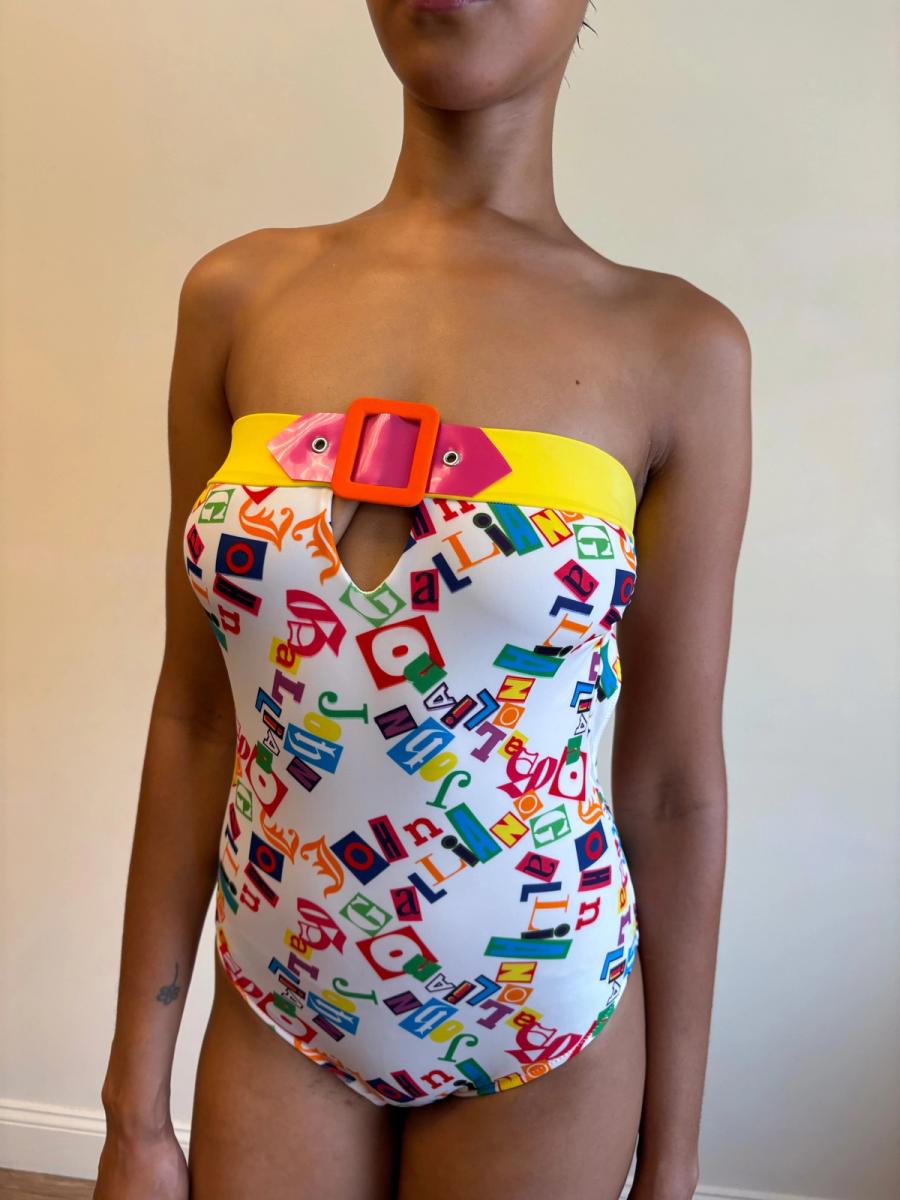 Vintage Galliano Collage Text Swimsuit product image