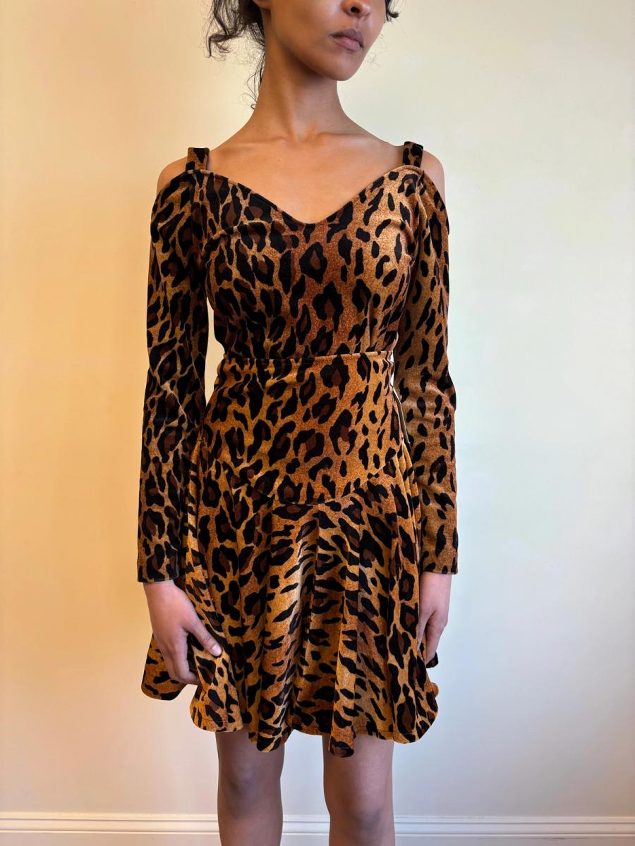 80s Norma Kamali Velvet Cheetah Print Set product image