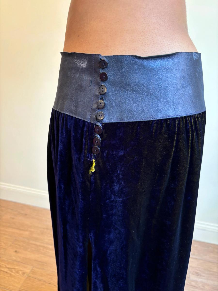90s Krizia Changeable Velvet & Leather Skirt product image