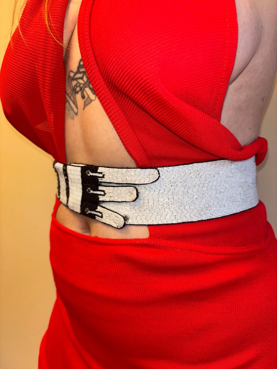 1920s Art Deco Tromp L'oeil Bugle Beaded Belt product image