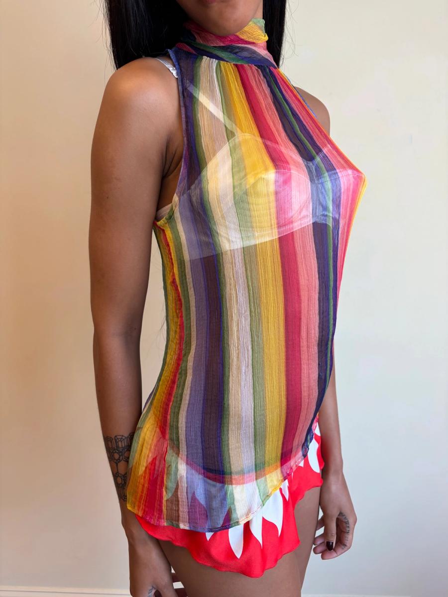1930s Rainbow Chiffon Crepe Top product image