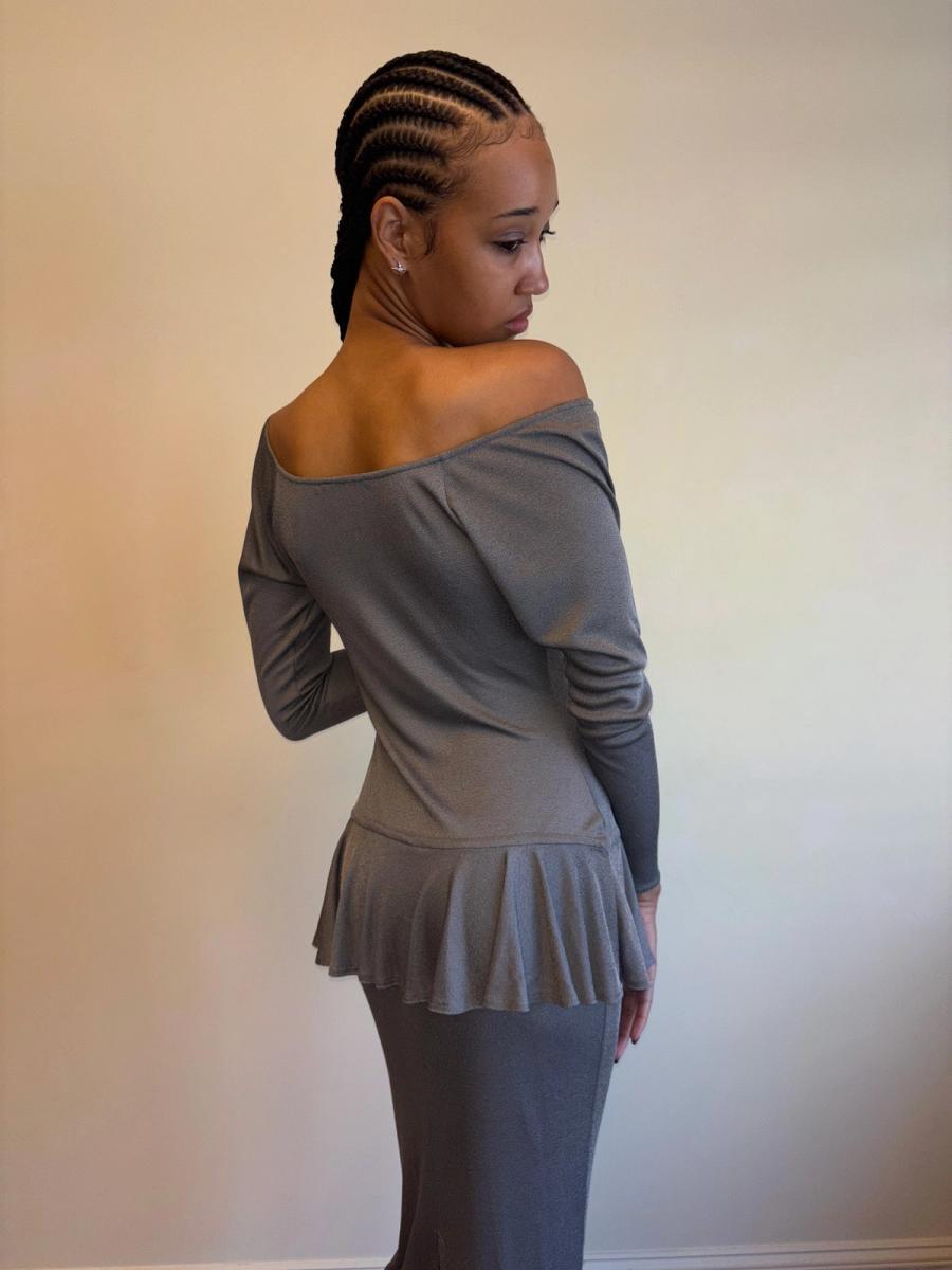 Vintage Chantal Thomass Pewter Drop Waist Ruffle Dress  product image