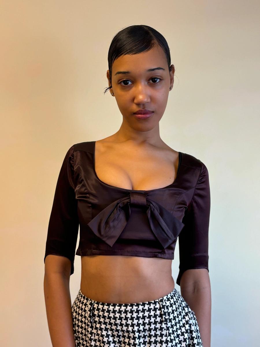 90s Vivienne Westwood Short Corset With Sleeves & Bow product image