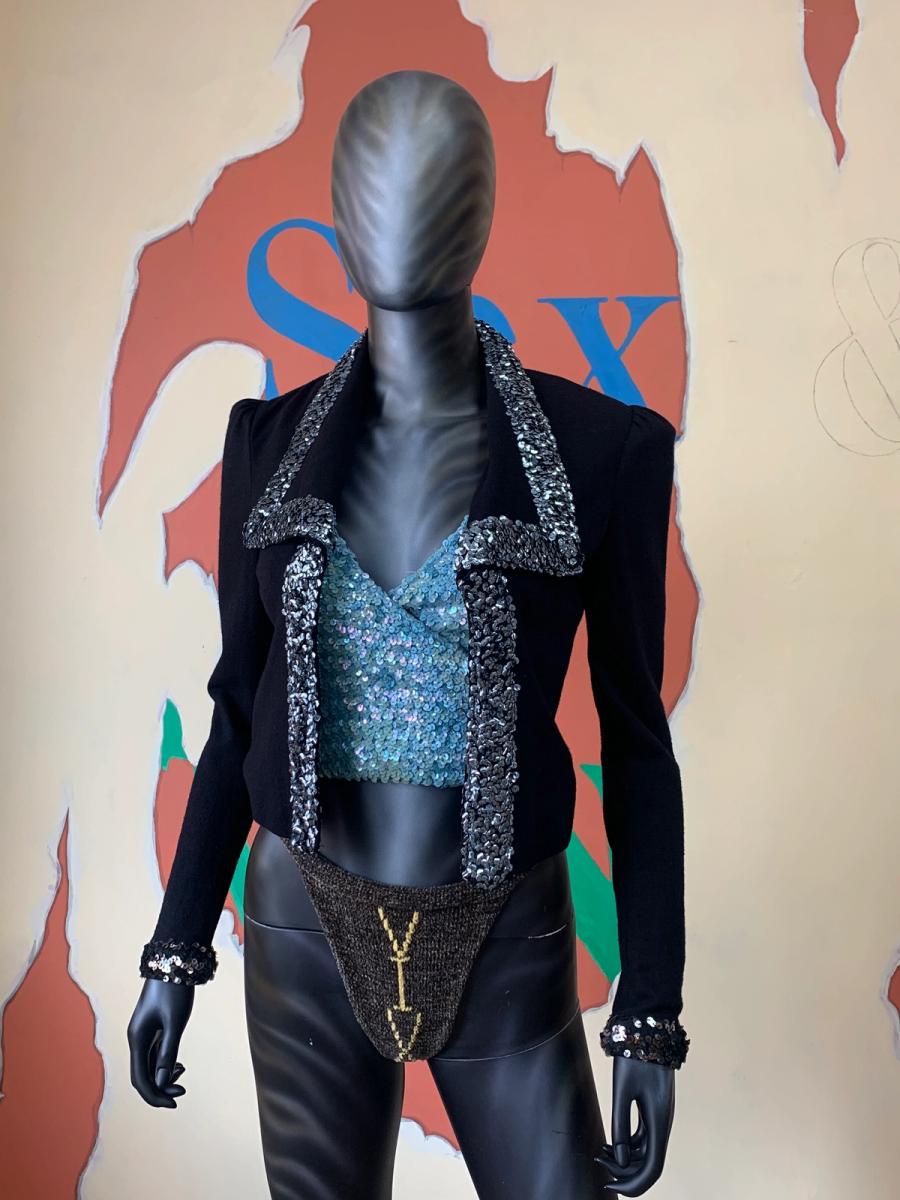 70s Biba Stretch Jacket with Sequin Trim product image