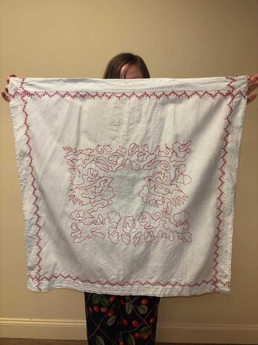 1900 Redwork Embroidered Sham  product image