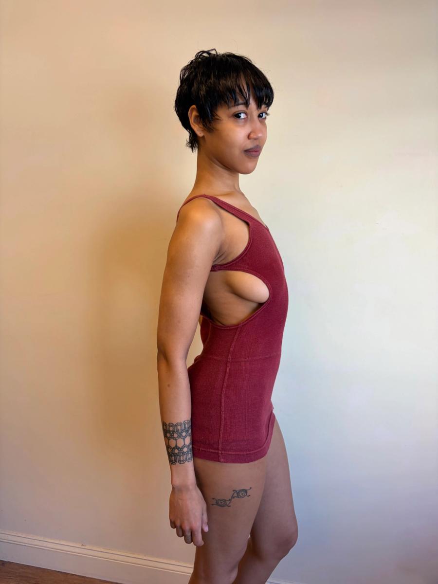 1920s-30s Ruby Red Knit Swimsuit product image