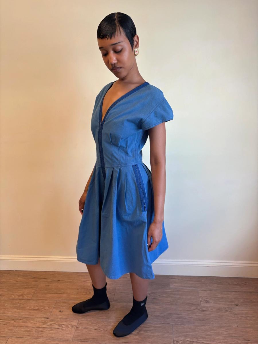80s Krizia Chambray Romper with Zippers  product image
