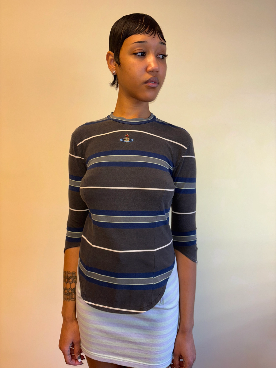 90s Striped Orb Quarter Length Sleeve Shirt product image