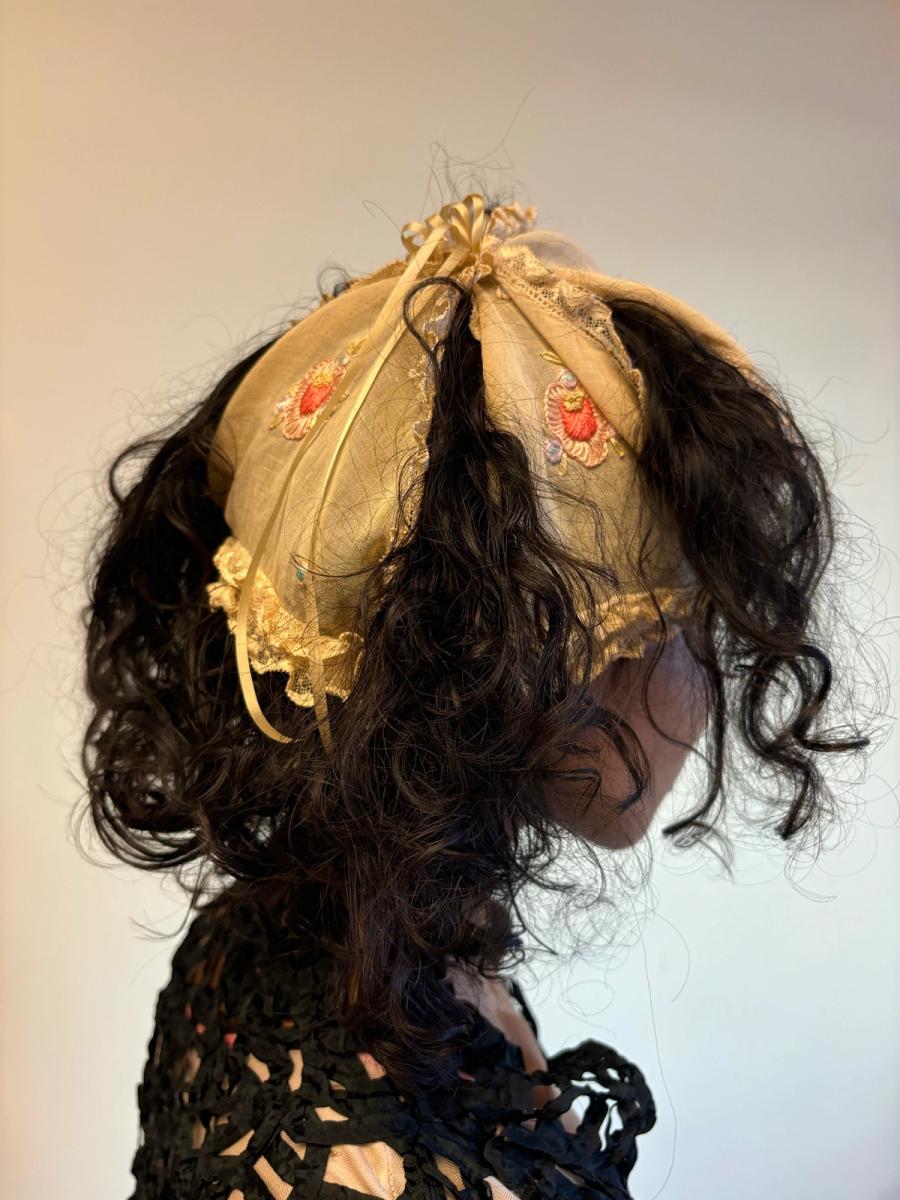 Arts & Crafts Era Embroidered Boudoir Cap product image