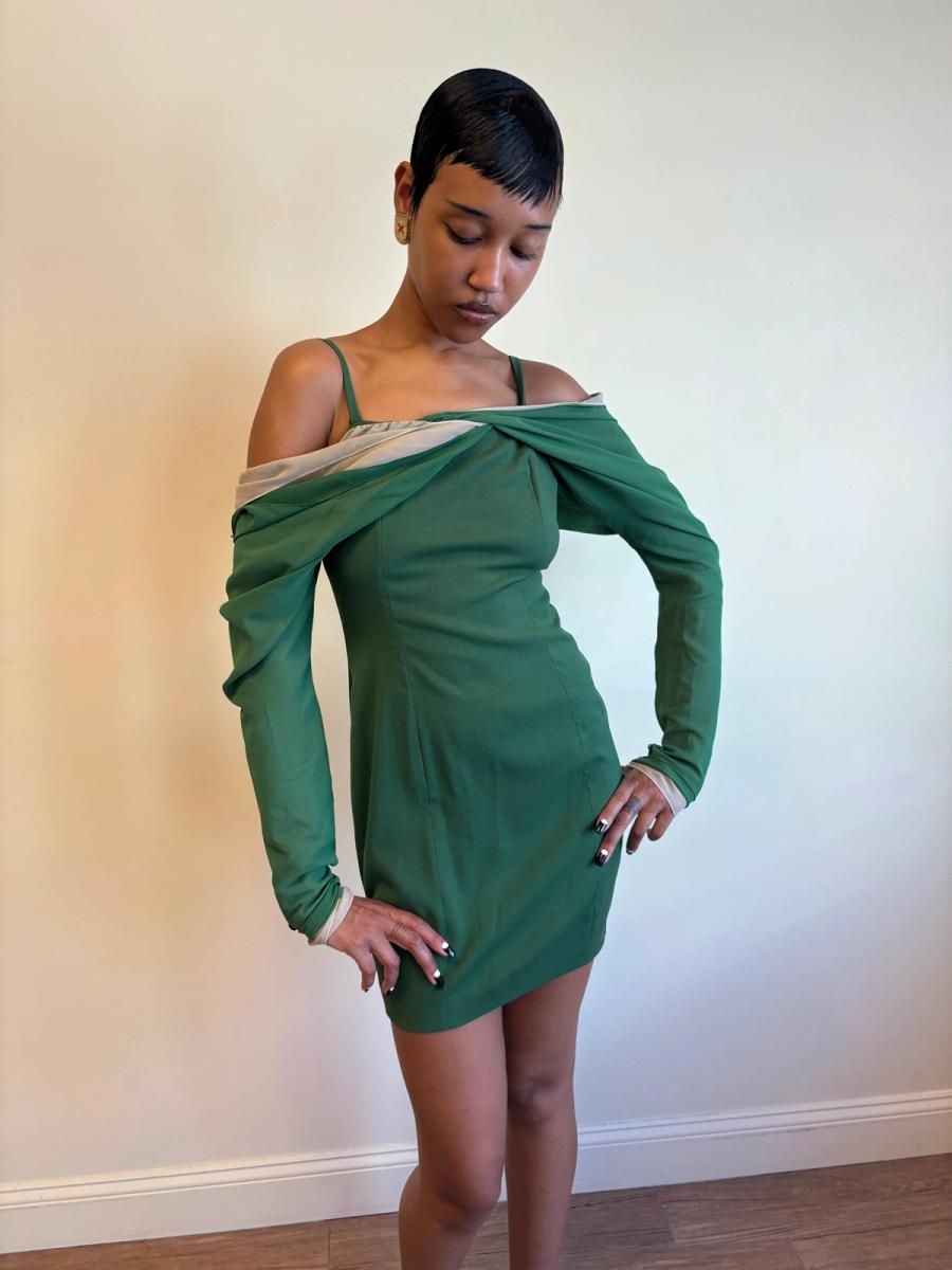 1980s Dolce & Gabbana Layered Chiffon Sleeve Dress product image