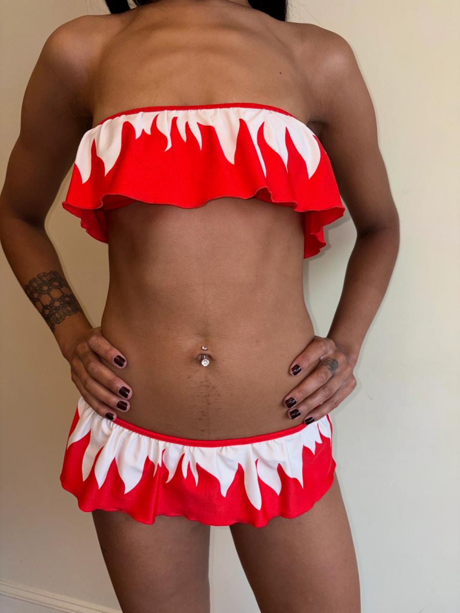 Vintage YSL Flame Bandeau Bikini product image