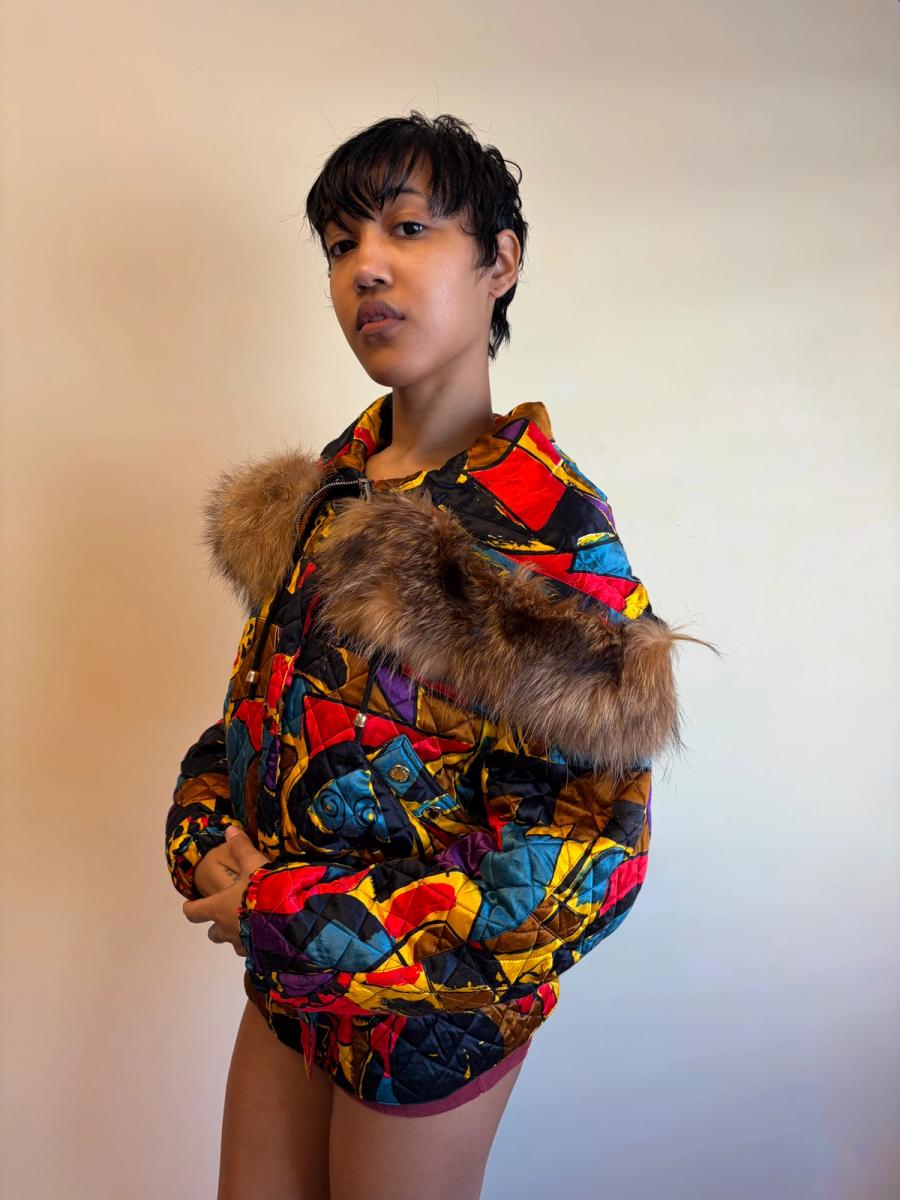 Krizia Cheetah Art Print Convertible Jacket With Fur Hood product image