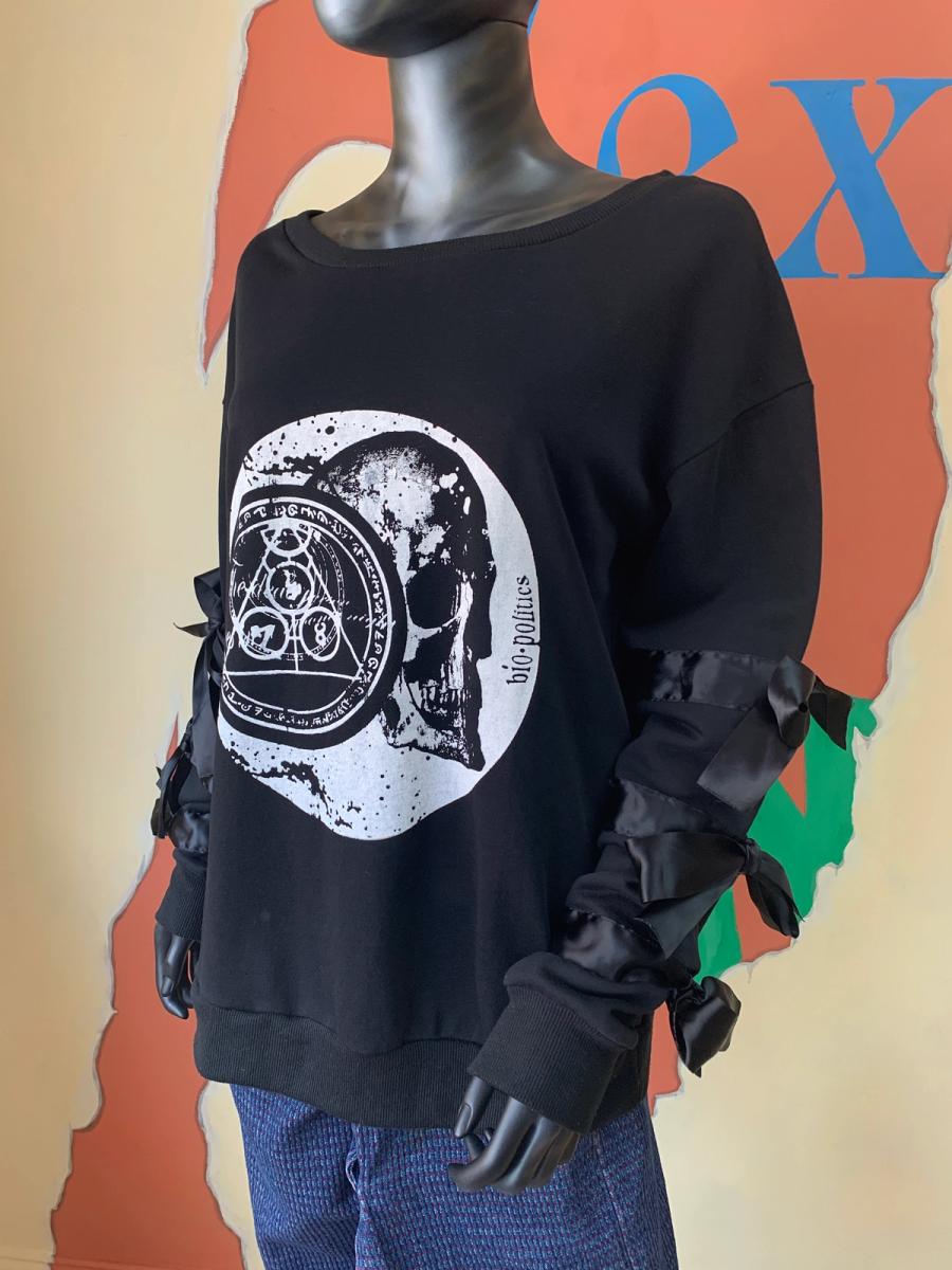 Bio- Politics Skull Sweatshirt with Bow Sleeves product image