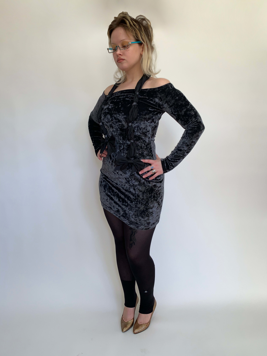 Chantal Thomass Crushed Velvet Bow Halter product image