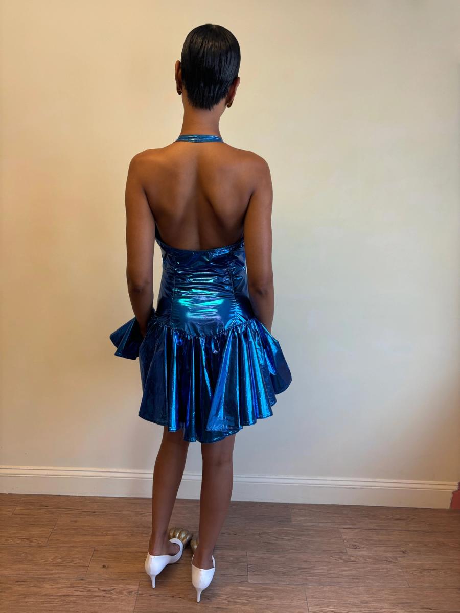 80s Yvan & Marzia Electric Blue Dress product image