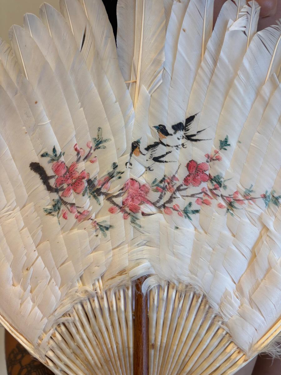 1920s Handpainted Feather Fan product image