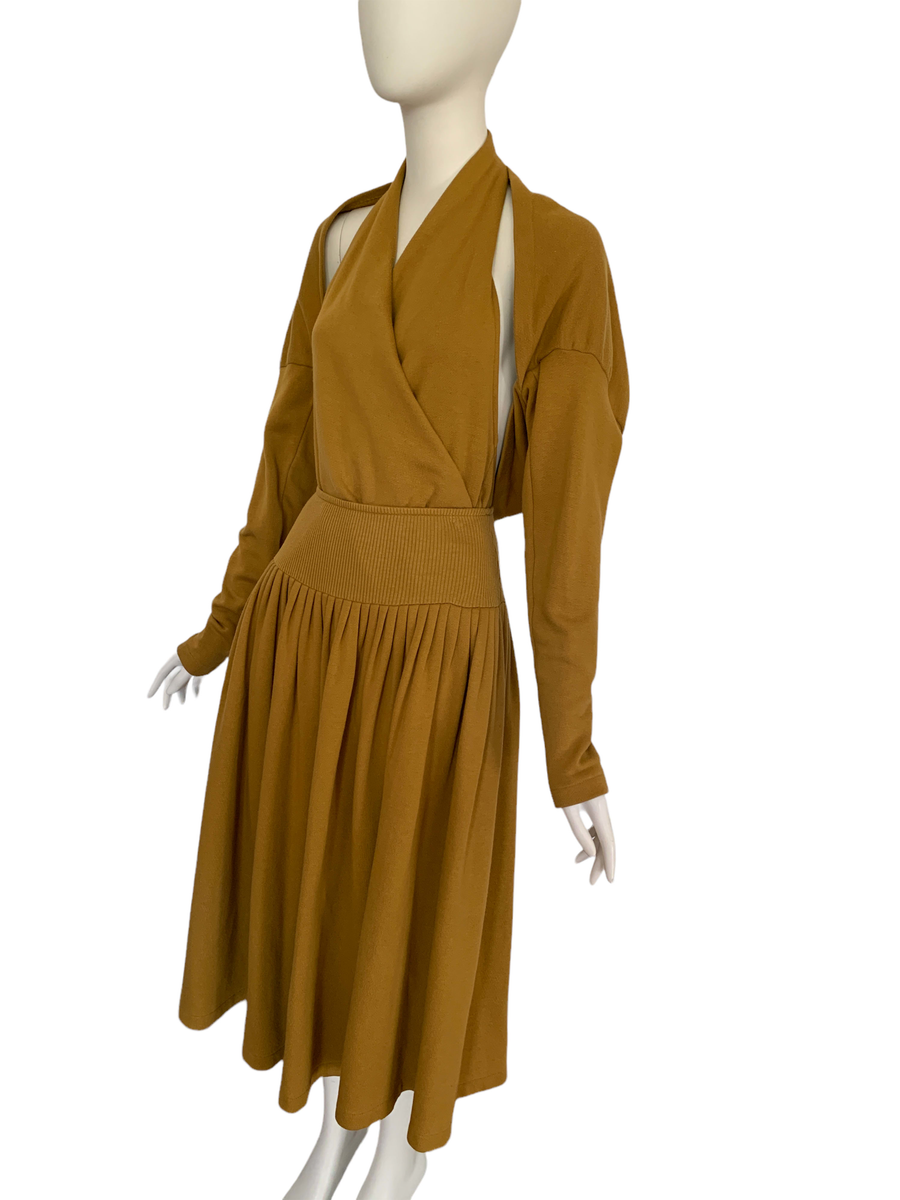 80s Norma Kamali Ochre 3 Piece Dress product image