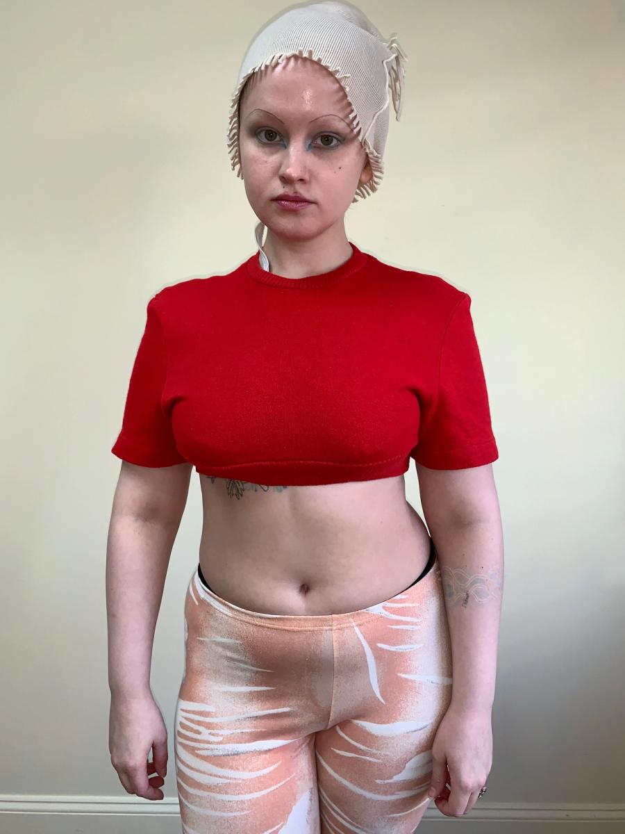 80s Norma Kamali Red Cropped Sweatshirt product image