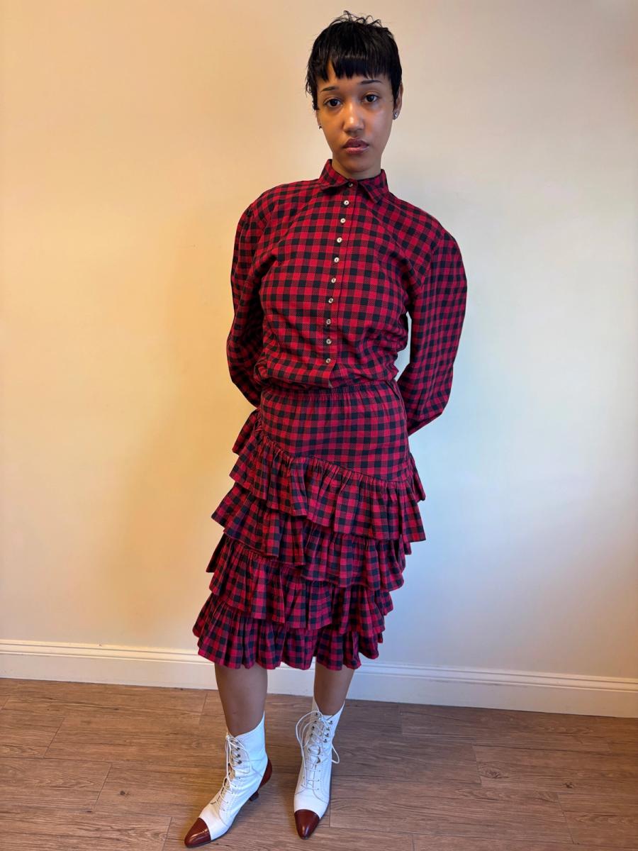 80s Norma Kamali Red Plain Set product image