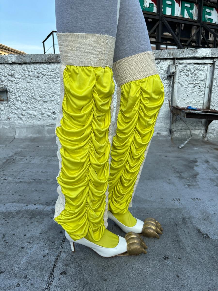 Extra Long Antique Jockstrap Legwarmers - Electric Yellow product image