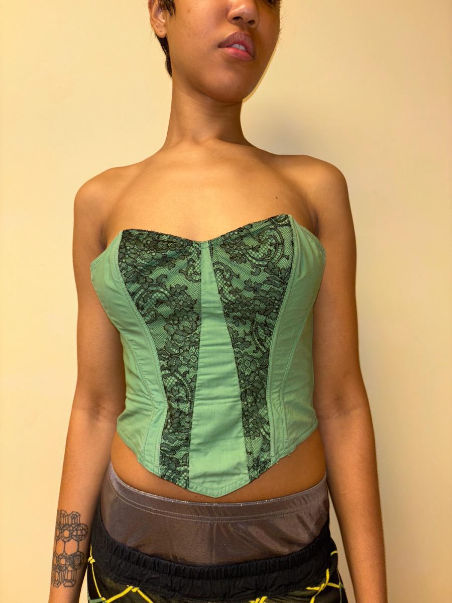 Vintage Chantal Thomass Green Lace Bustier product image