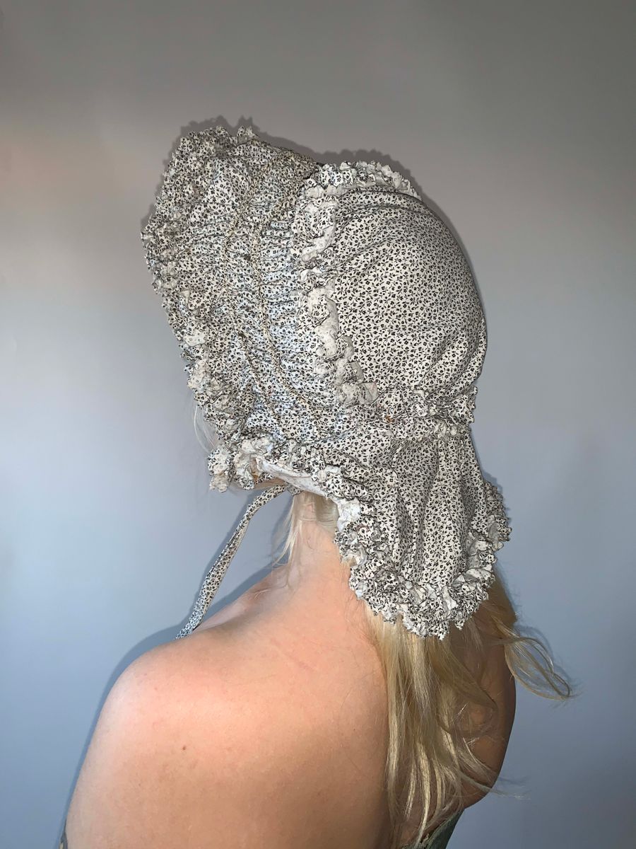 1800s Calico French Calash Bonnet product image