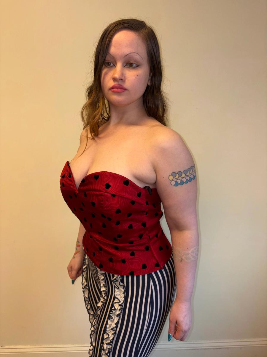 80s Krizia Moiré Flocked Bustier product image