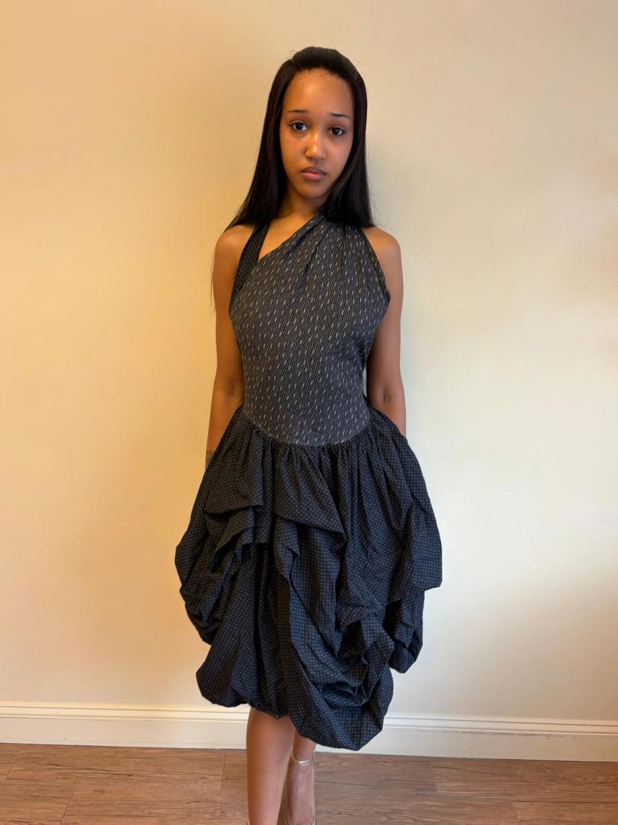 80s Popy Moreni Asymmetrical Ruched Dress product image