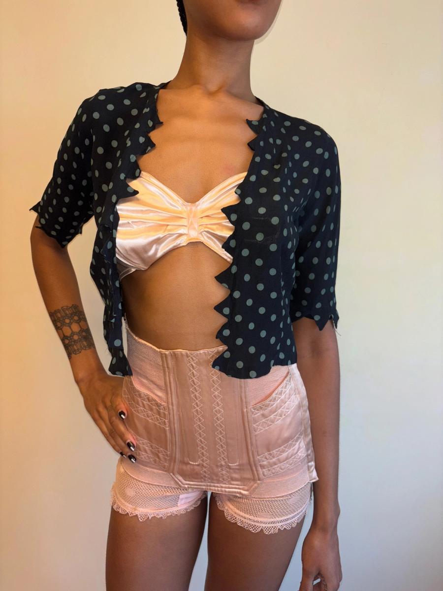 30s Polka Dot Top with Jagged Hem product image
