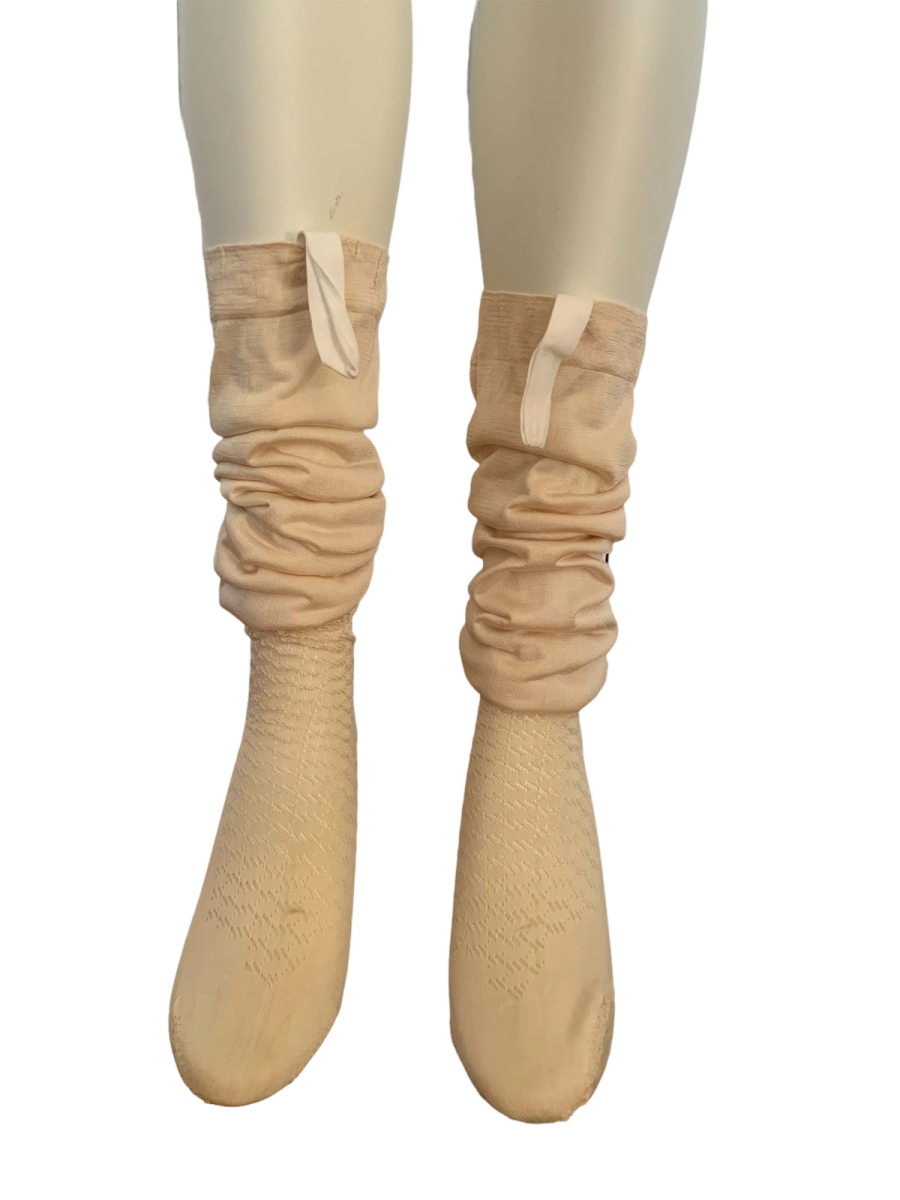 French Antique Silk Stockings with Garter Tabs product image