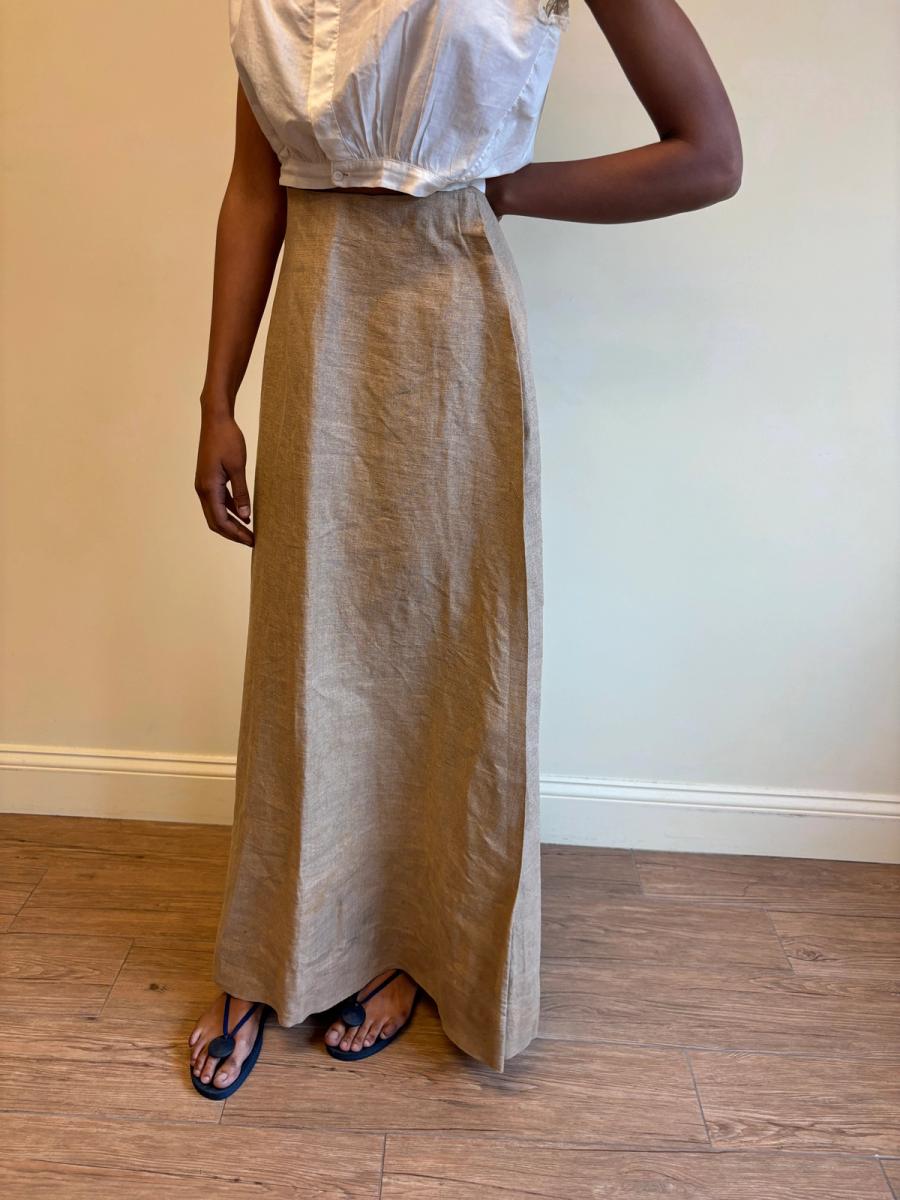 Edwardian Buff Linen Travel Skirt product image