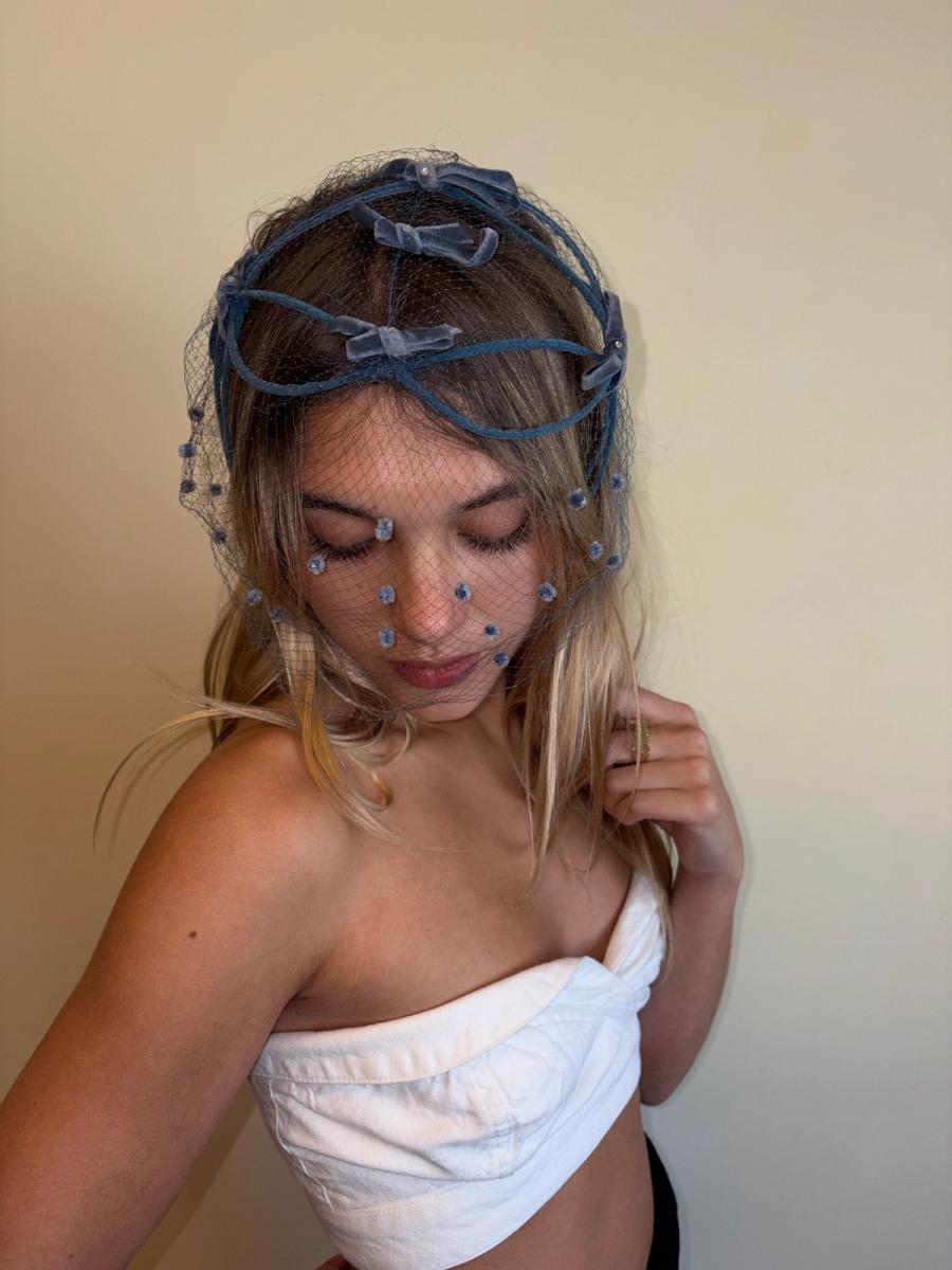 1950s Velvet Dot Net Headpiece product image