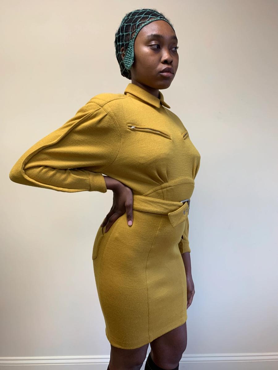 80s Thierry Mugler Knit Belted Dress product image