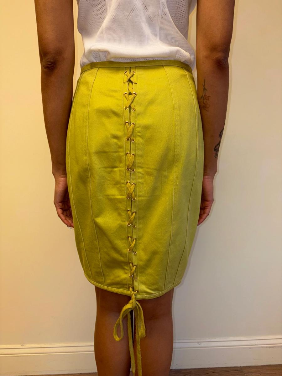 80s Junior Gaultier Green Lace Up Skirt product image