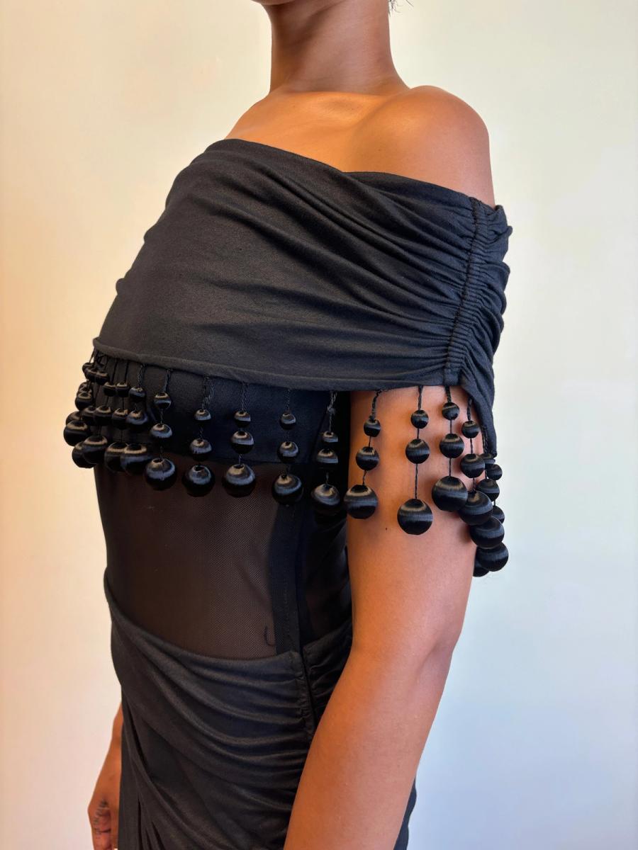 80s Victorio & Lucchino Black Bauble Cutout Dress product image