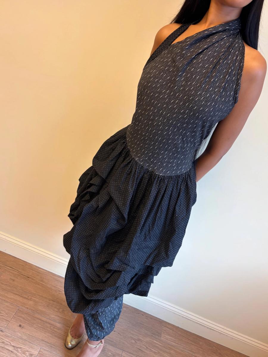 80s Popy Moreni Asymmetrical Ruched Dress product image