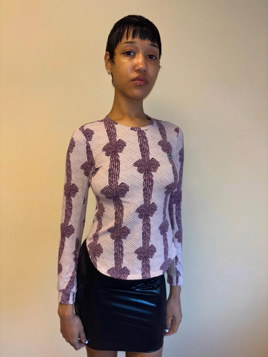 90s Vivienne Westwood Purple Ribbon Print Top product image