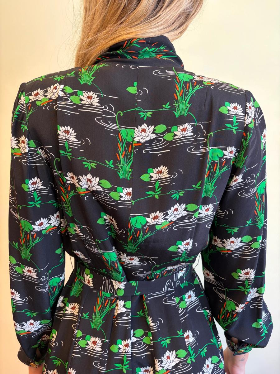 70s Koshino Sisters Lotus Print Secretary Dress product image