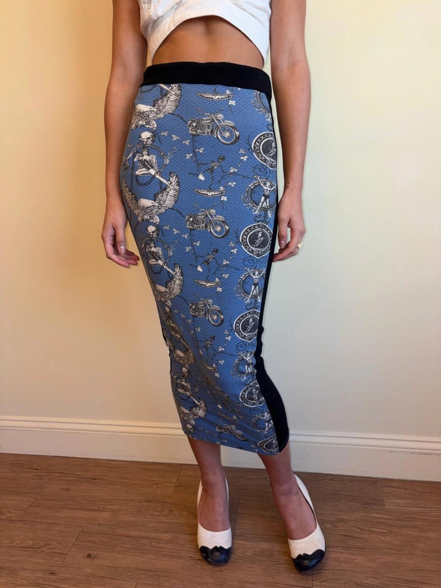 80s Junior Gaultier Biker and Pin-up Girl Hobble Skirt product image