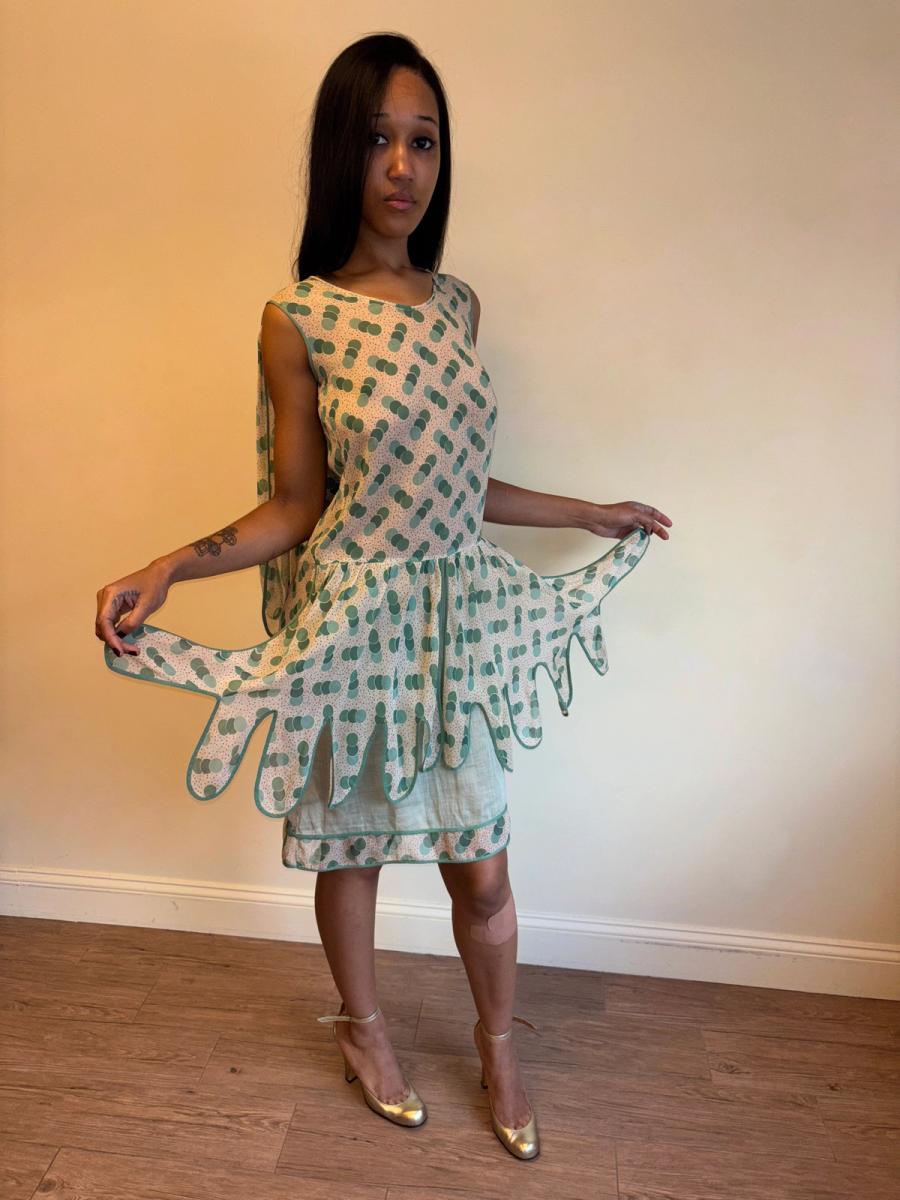1920s Green Polka Dot Voile Day Dress product image