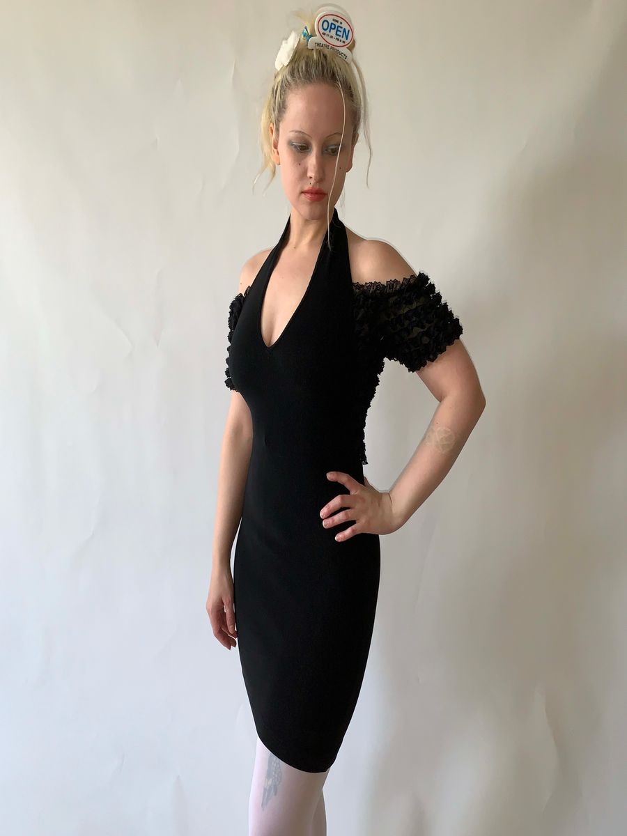Chantal Thomass Black Frill Bodycon Dress product image