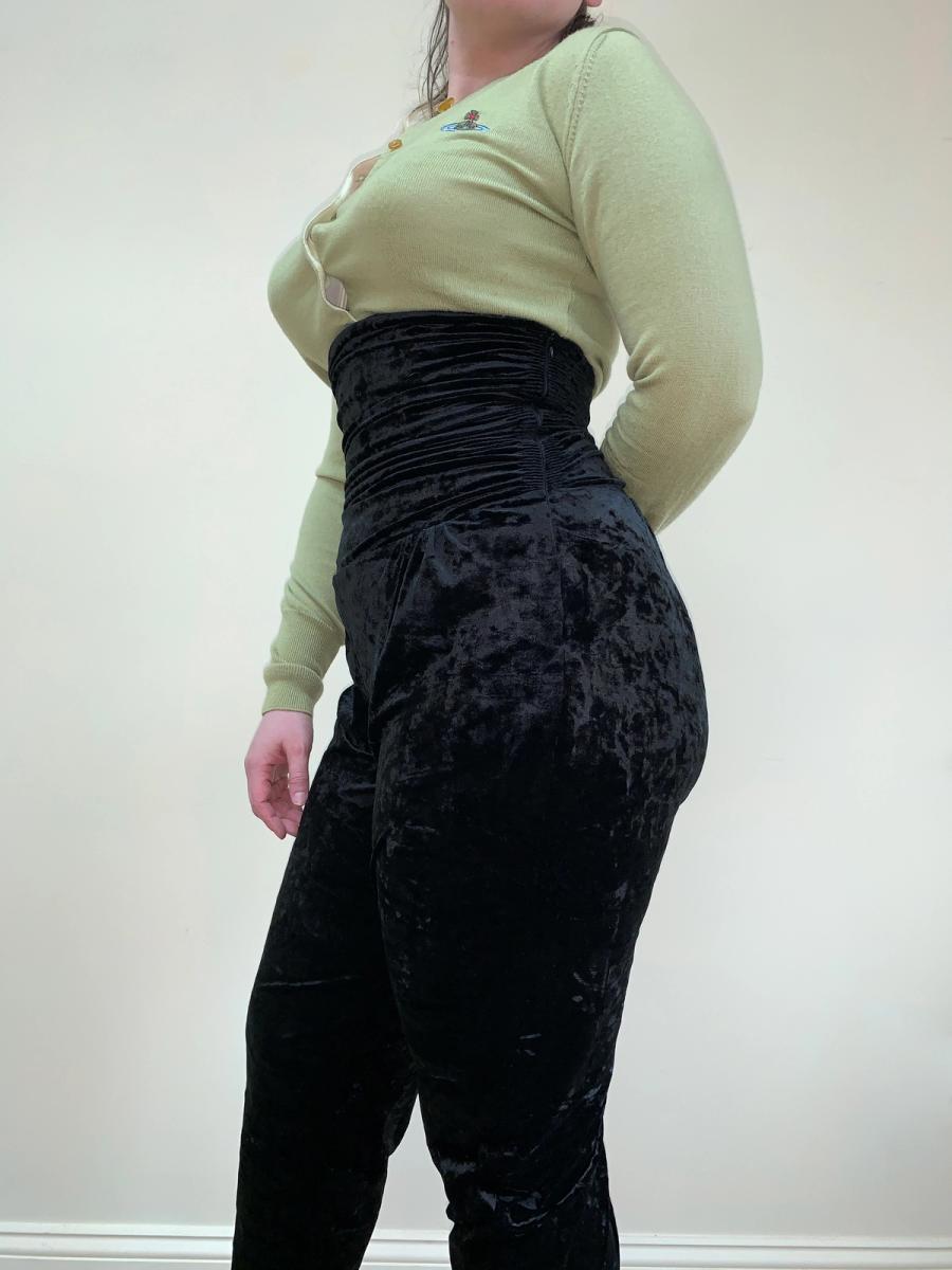 80s Norma Kamali Ultra High Waist Velvet Pants product image