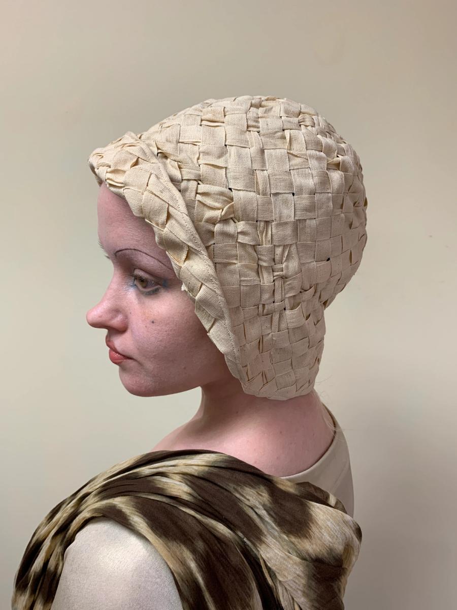 Antique Raw Silk Ribbon Woven Cloche product image