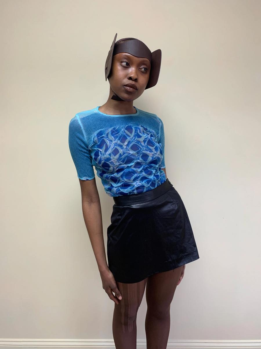 90s Yoshiki Hishinuma Blue Pleated Top product image