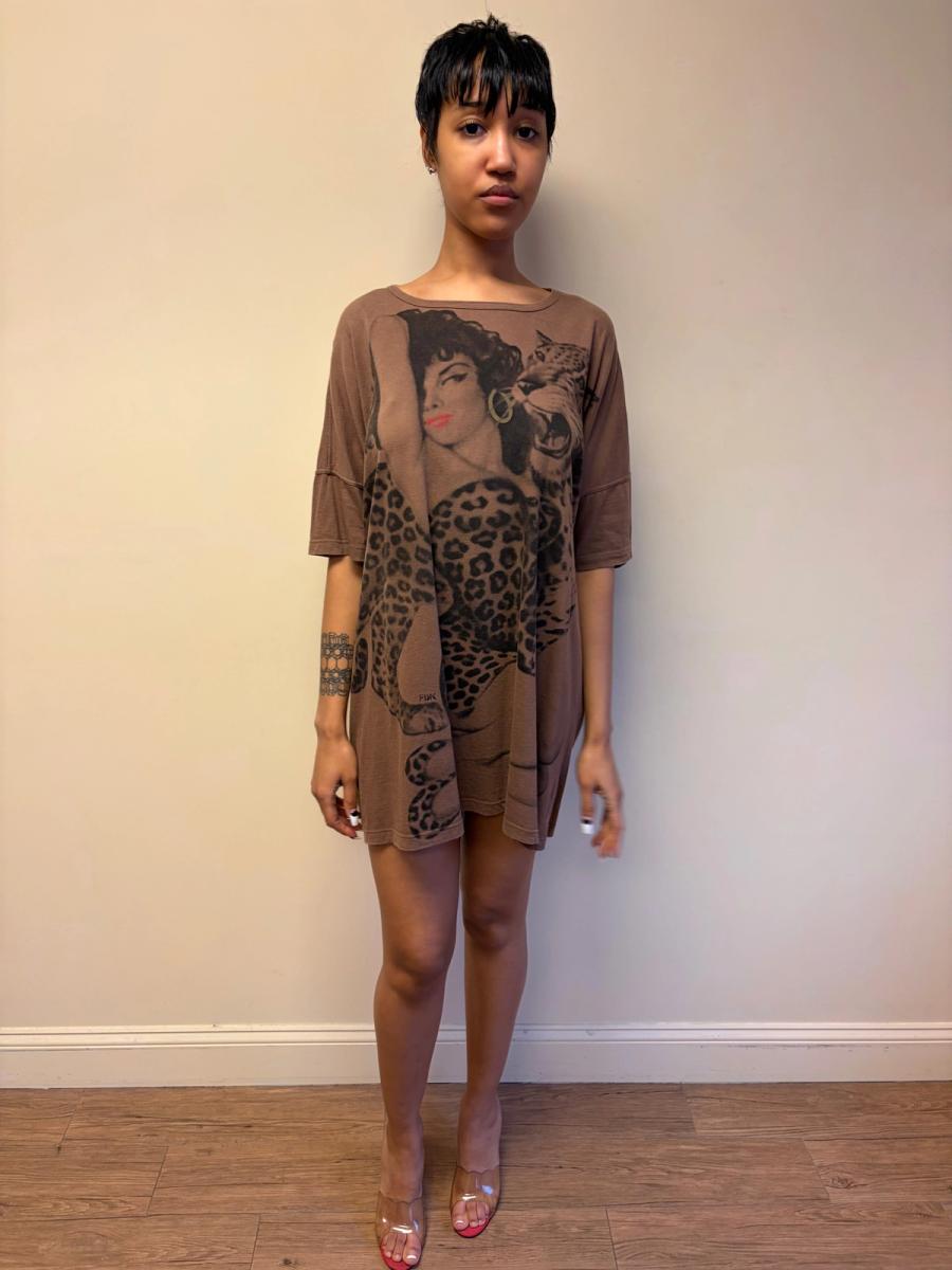 80s Krizia Big Cat and Pin-up Girl Tunic product image