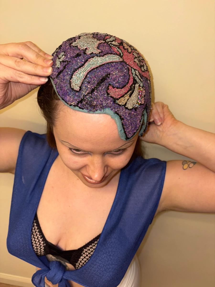 1920s Beaded Casque Helmet Hat product image
