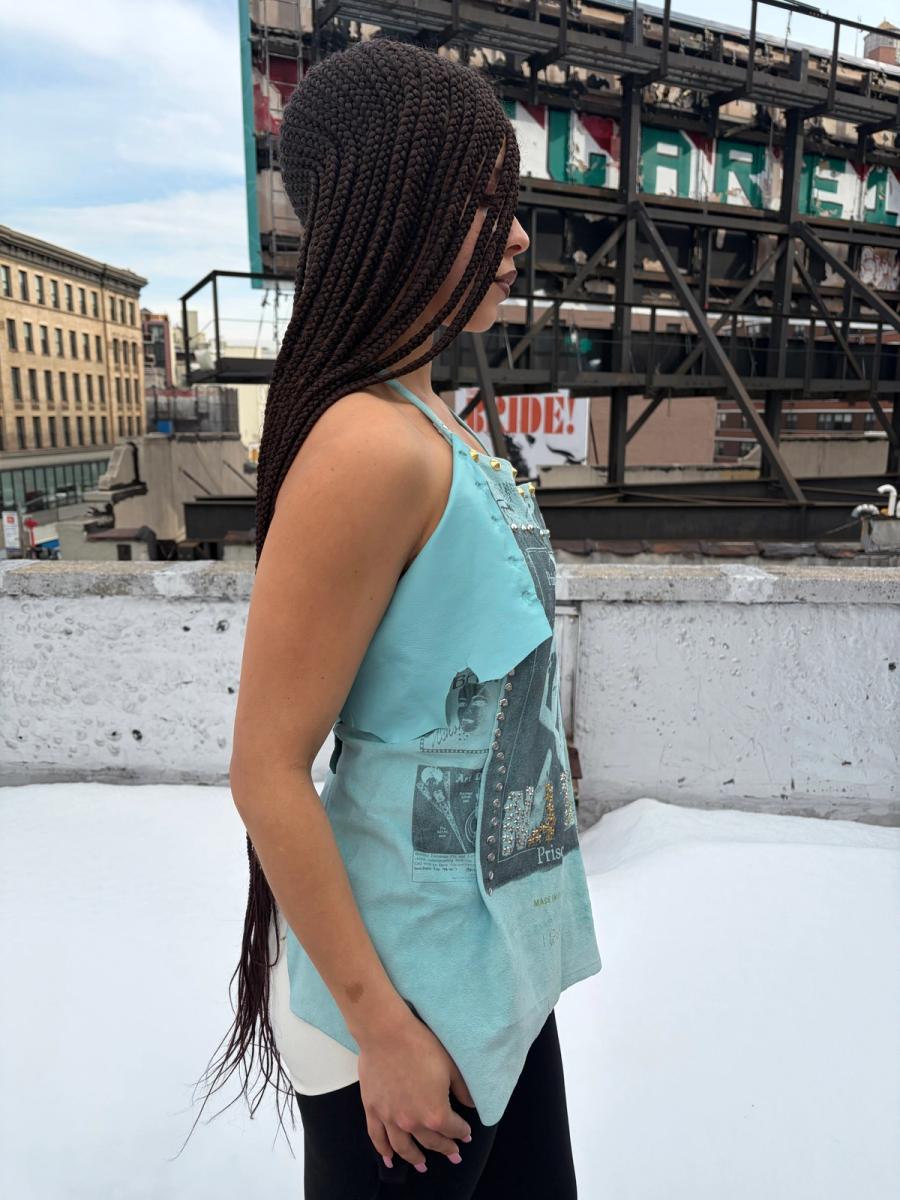 NANA Studded Turquoise Suede Halter product image